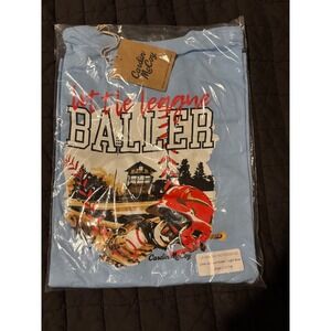 Cardin Mccoy Little League Baller Graphic Tee Light Blue Kids Size‎ Large